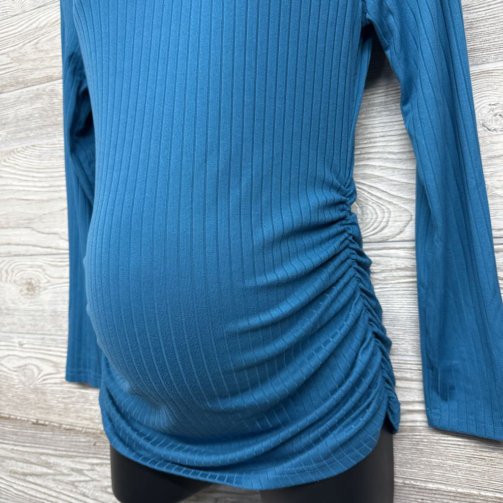 LS Ribbed Ruched Shirt Large