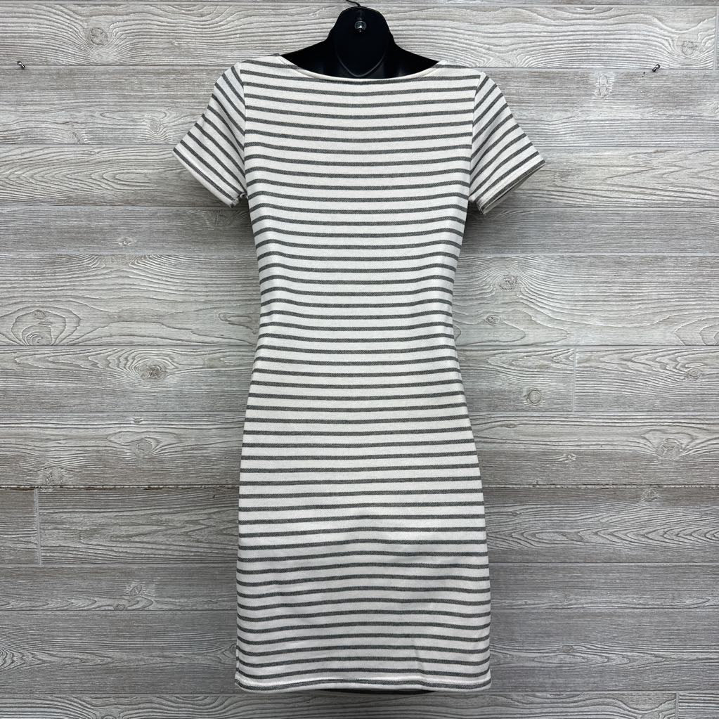 Ruched French Terry Dress Stripes Small