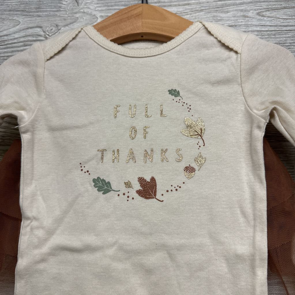 NEW LS Bodysuit Full Of Thanks & Tutu Leggings 18M