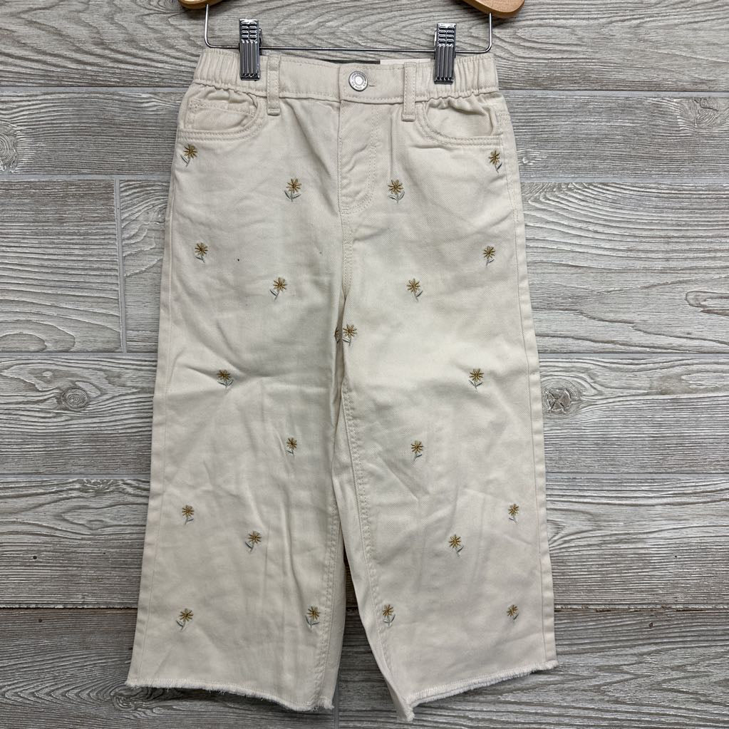 NEW Wide Leg Pants Embroidered Flowers 5T