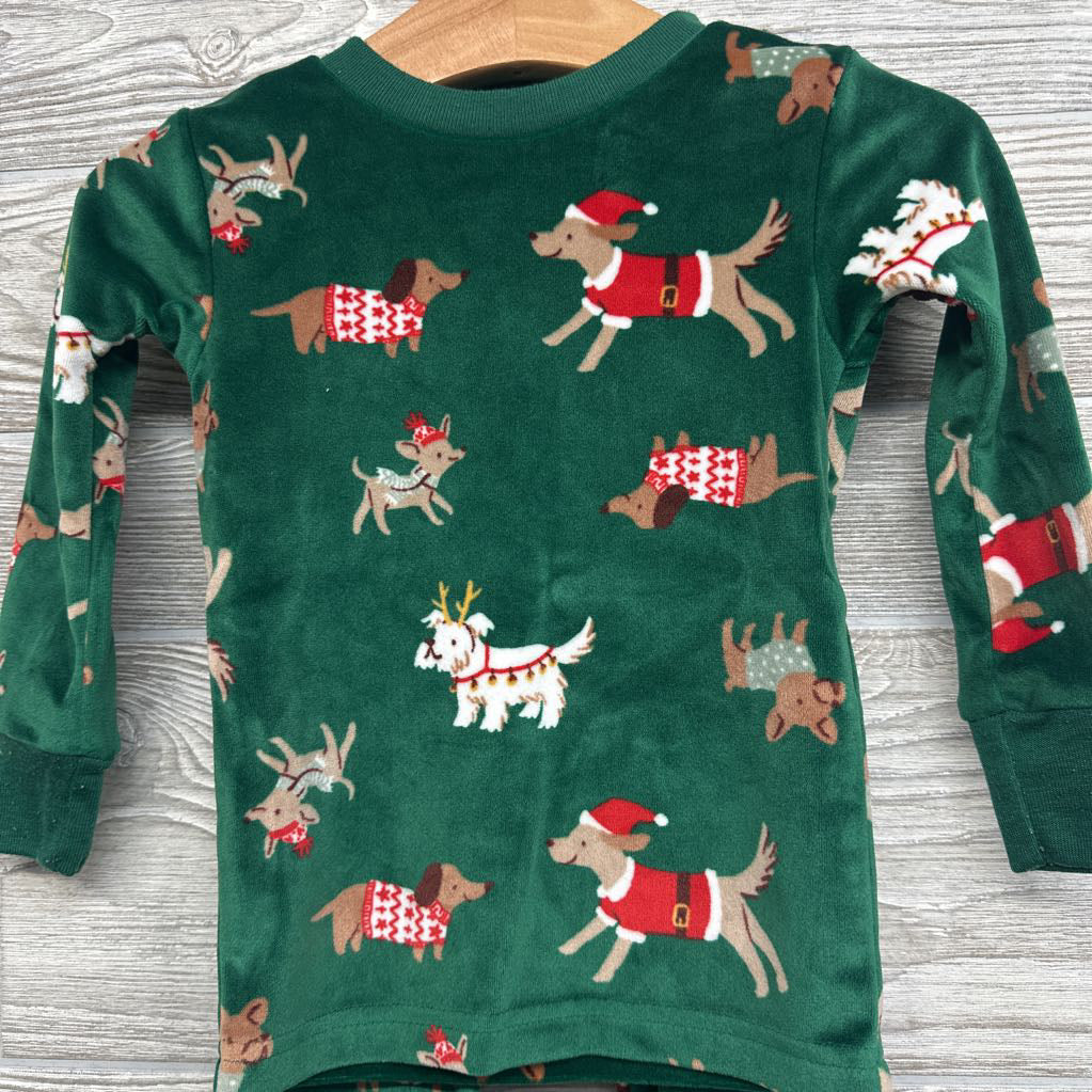 2 Pc LS Cozy PJs Santa Dogs 18M