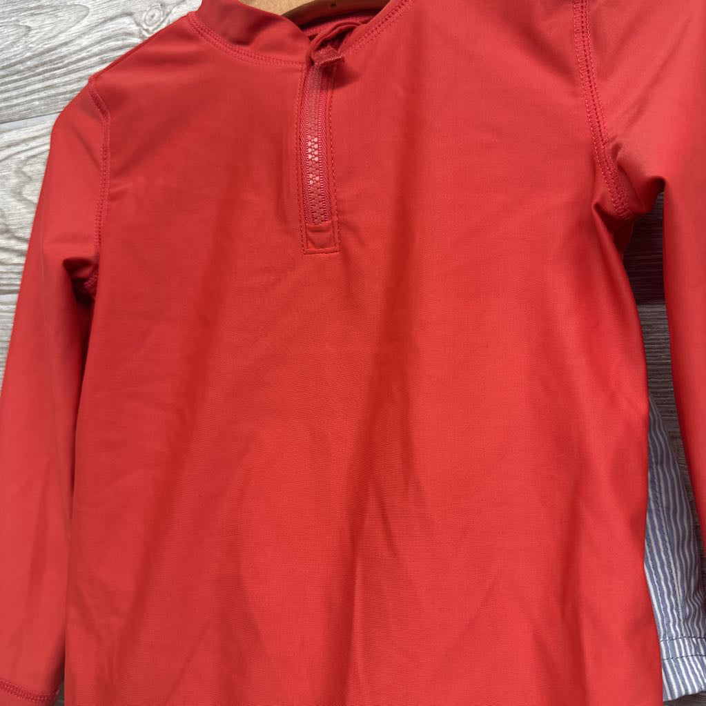 LS 1/4 Zip Rash Guard & Swim Trunks Stripes 2T