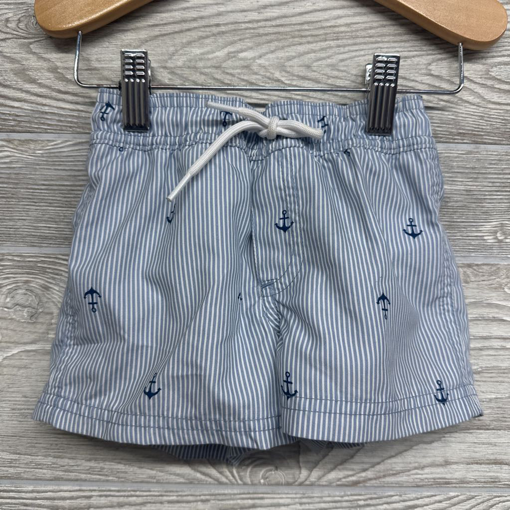 LS 1/4 Zip Rash Guard & Swim Trunks Stripes 2T