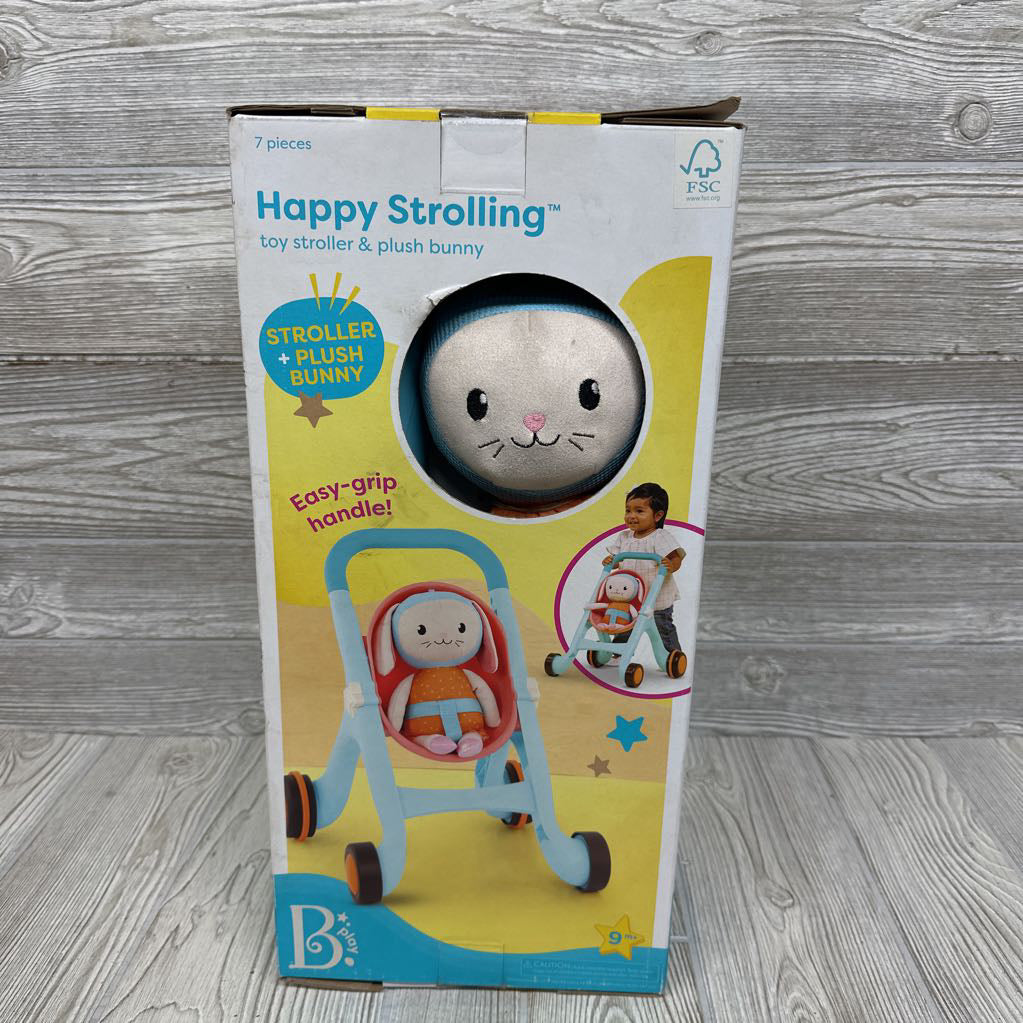 NEW Happy Strolling Stroller & Plush Bunny