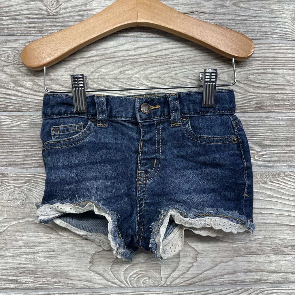 Denim Shorts Eyelet Hem 2t