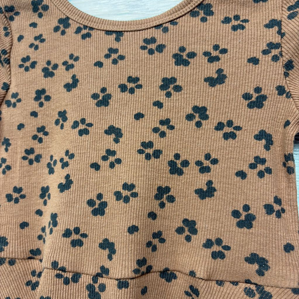 Ribbed LS Dress Animal Print 4t