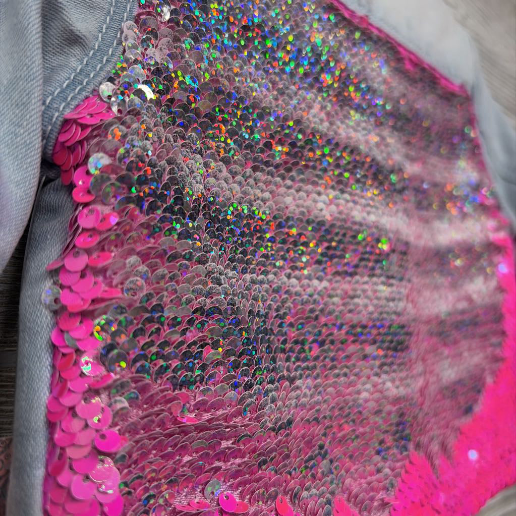 NEW Denim Jacket Back Flip Sequins 2t