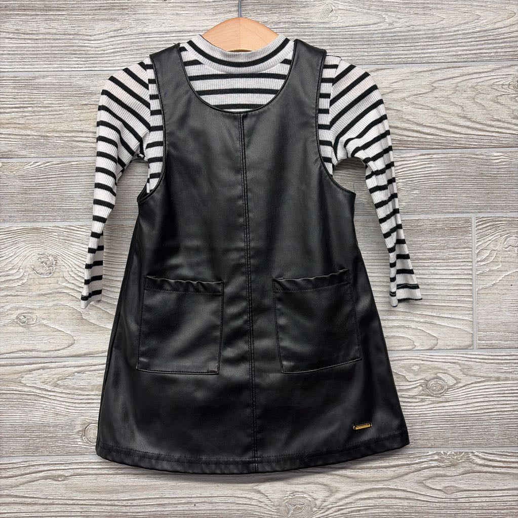 Faux Leather Jumper Striped Mocked LS Shirt 24M