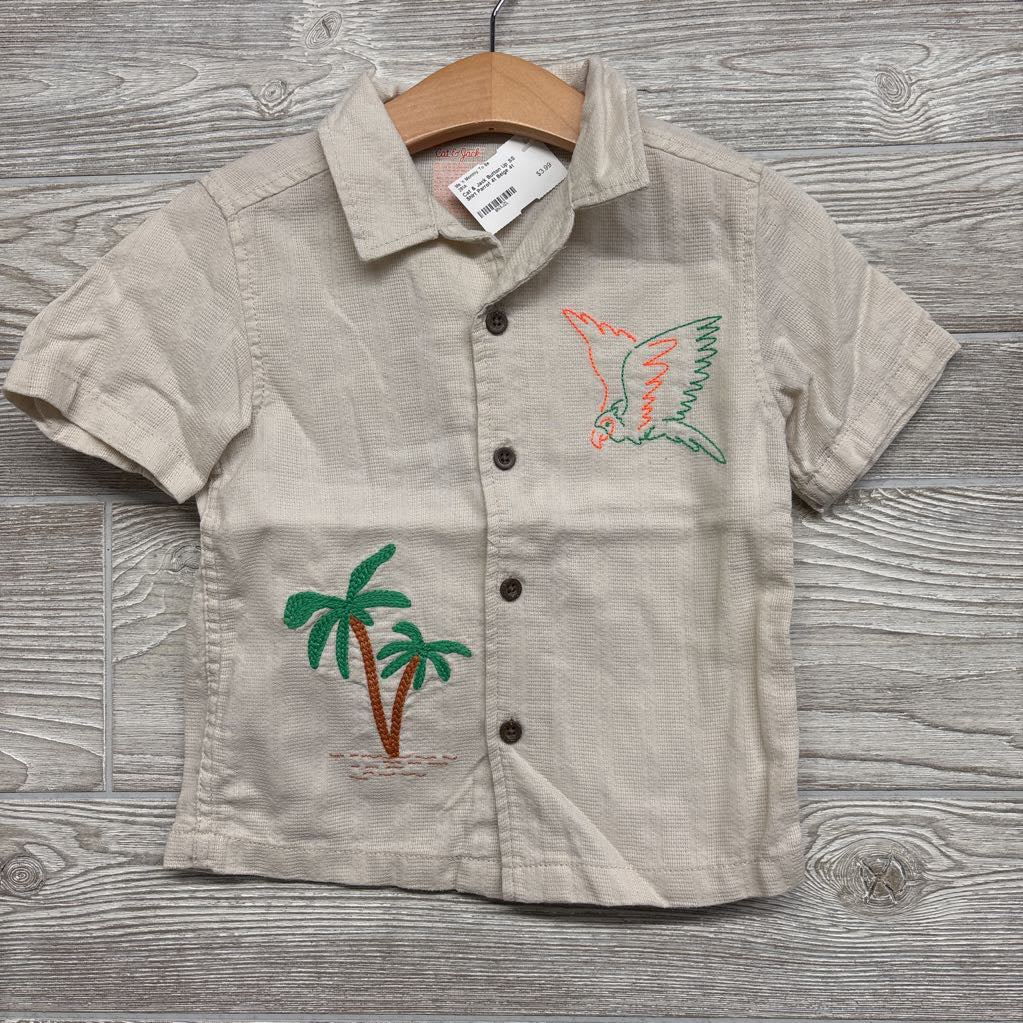 Button Up SS Shirt Parrot 4t