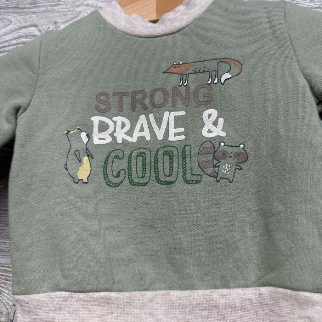Crewneck Strong Brave, Striped Bodysuit & Pants 0-3M
