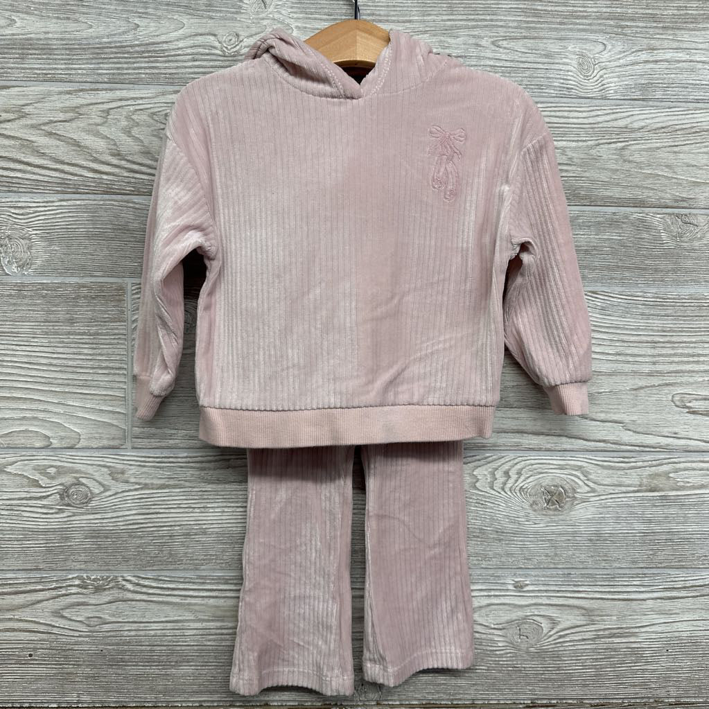 Velour Ribbed Hoodie Ballet Shoes & Wide Pants 24M
