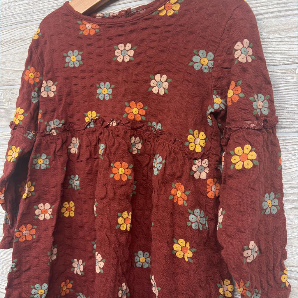 Textured LS Dress Flowers 4t