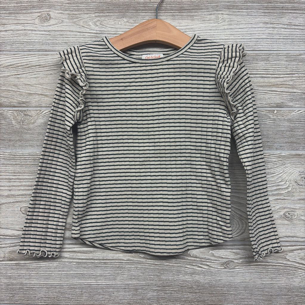 Ribbed Ruffle Shirt Stripes 4t