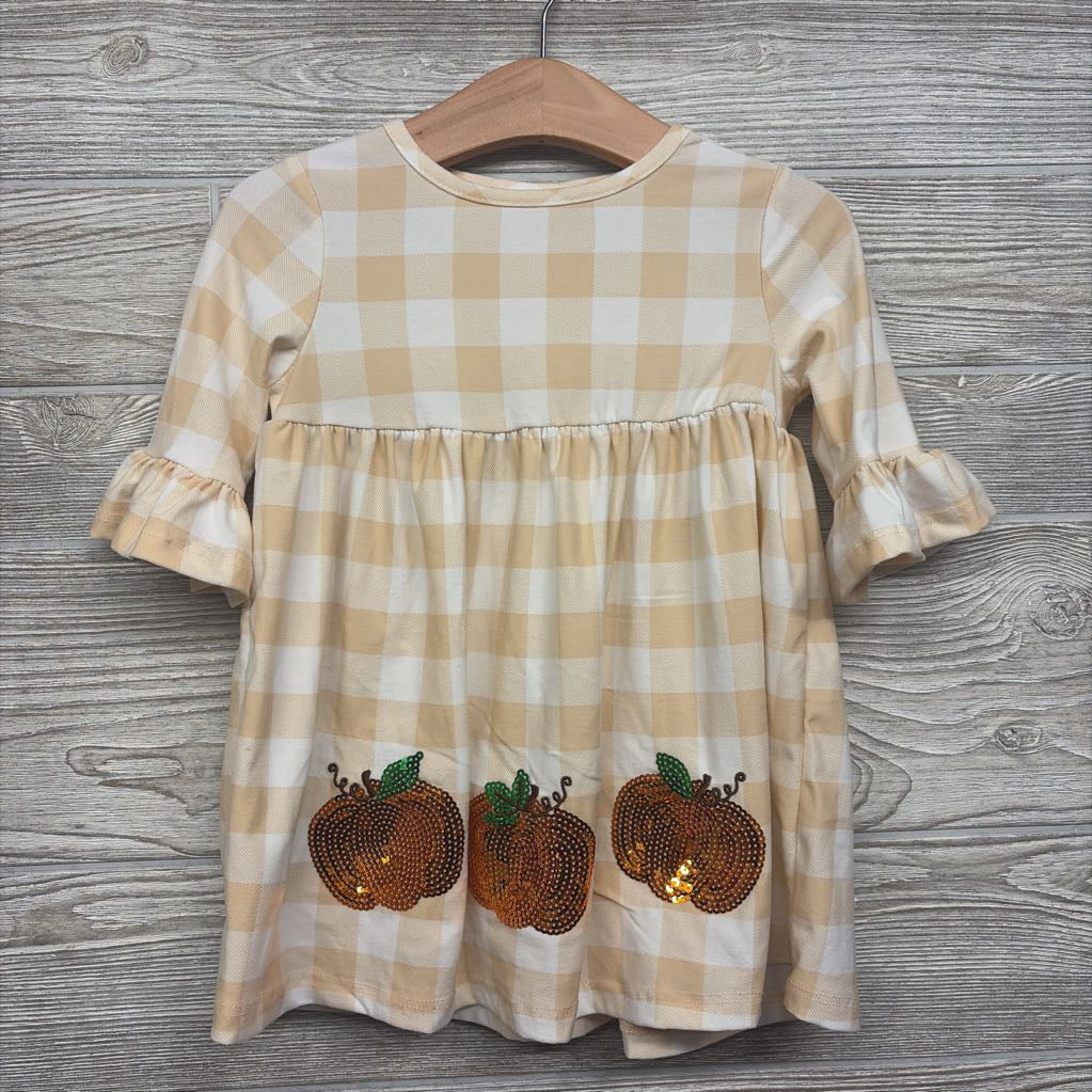 Gingham Dress Sequins Pumpkins 18M