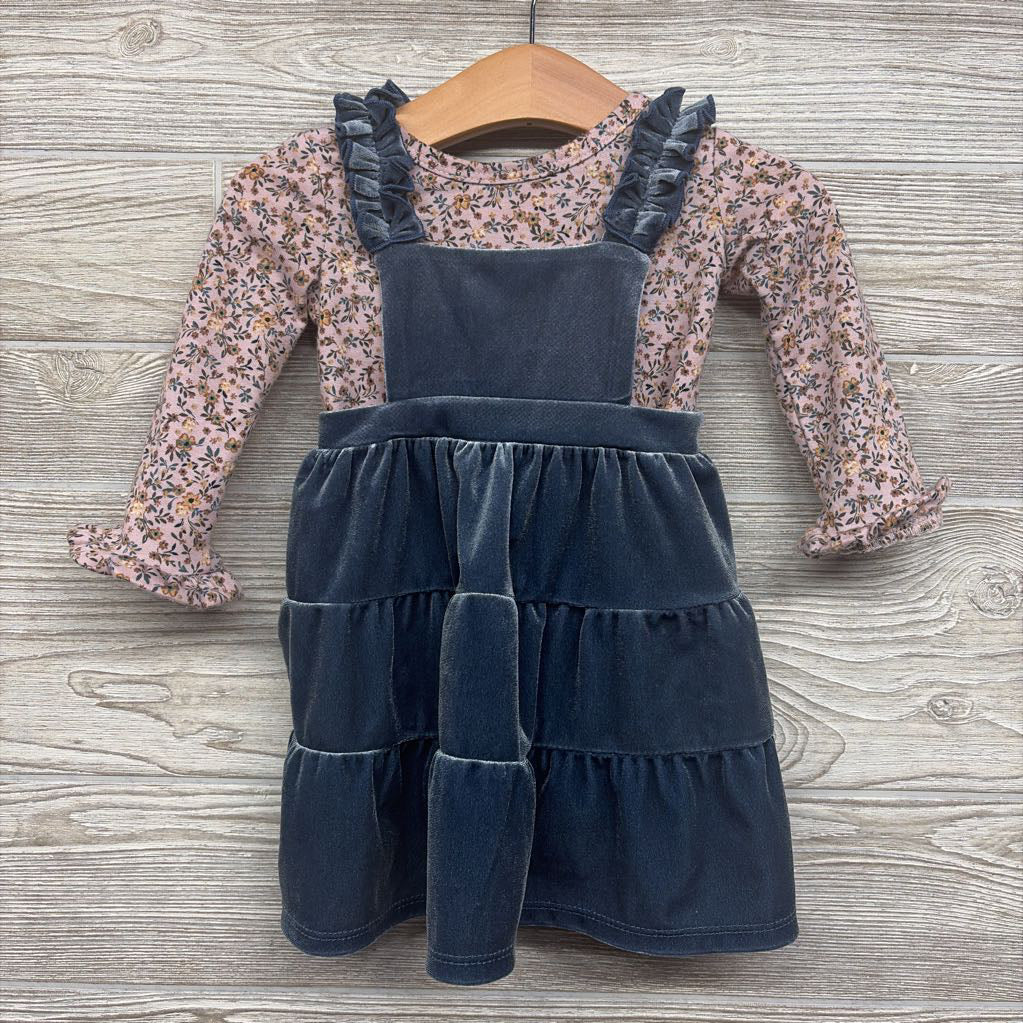 Crushed Velvet Jumper & Flower Shirt 6-9M