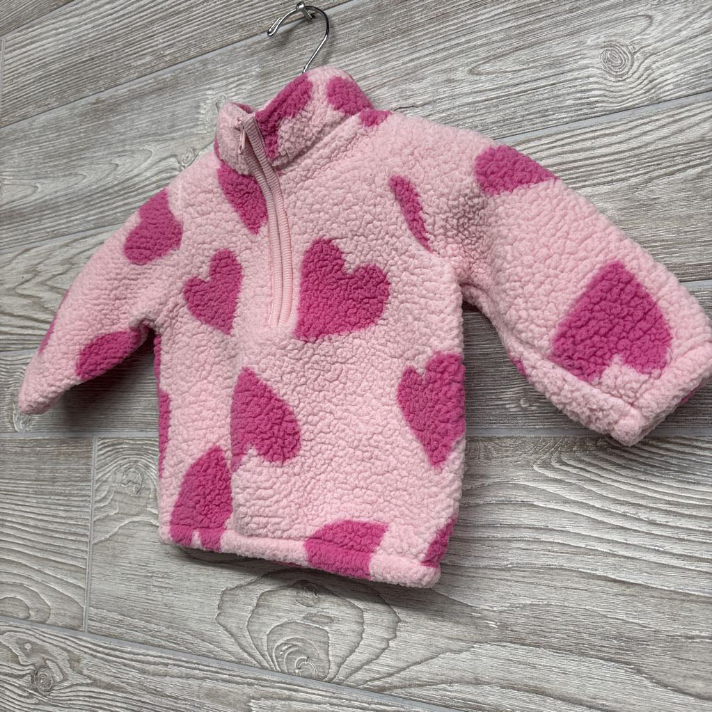 1/4 Zip Plush Pullover Hearts 6M
