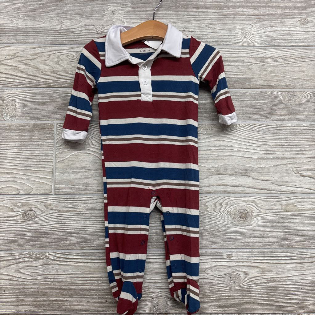 LS Bamboo Footed Outfit Stripes 6-9M