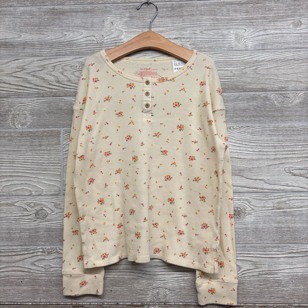 LS Waffle Knit Henley Shirt Flowers 10-12