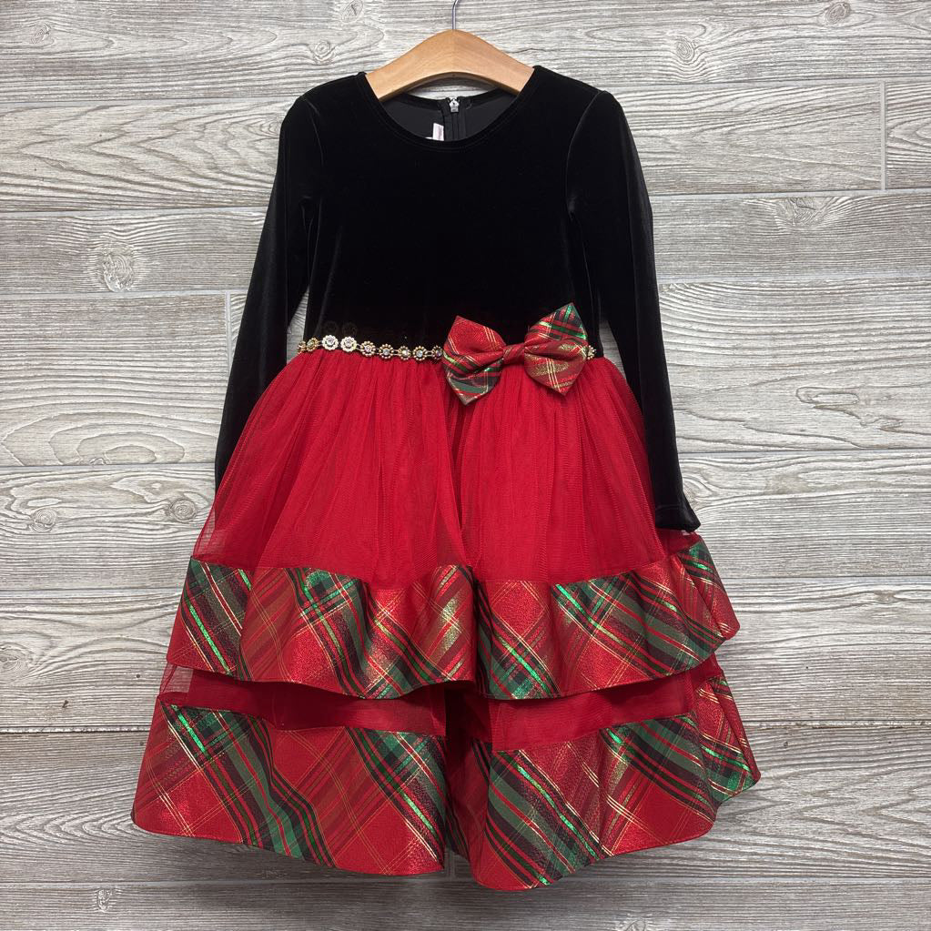 LS Velvet Tulle Dress Plaid 6