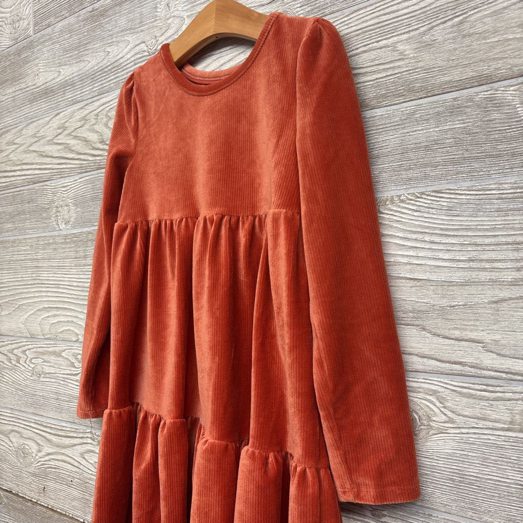 LS Tiered Ribbed Velour Dress 5-6