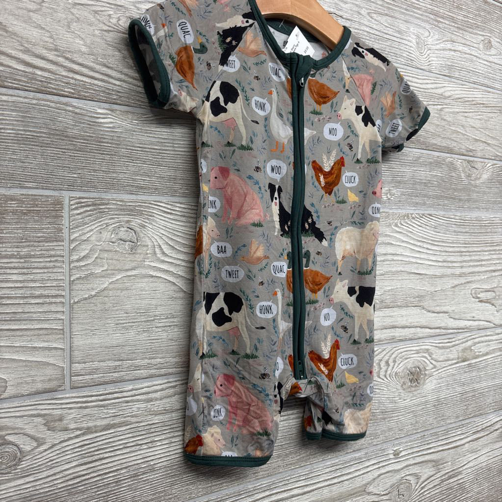 Bamboo Shorty Sleeper Cows Chickens Pigs 6-12M