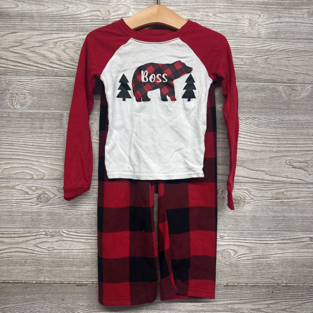 2 Pc LS PJs Boss Bear Buffalo Plaid 4