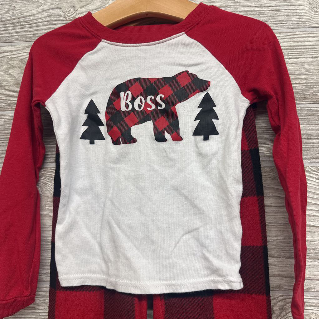 2 Pc LS PJs Boss Bear Buffalo Plaid 4