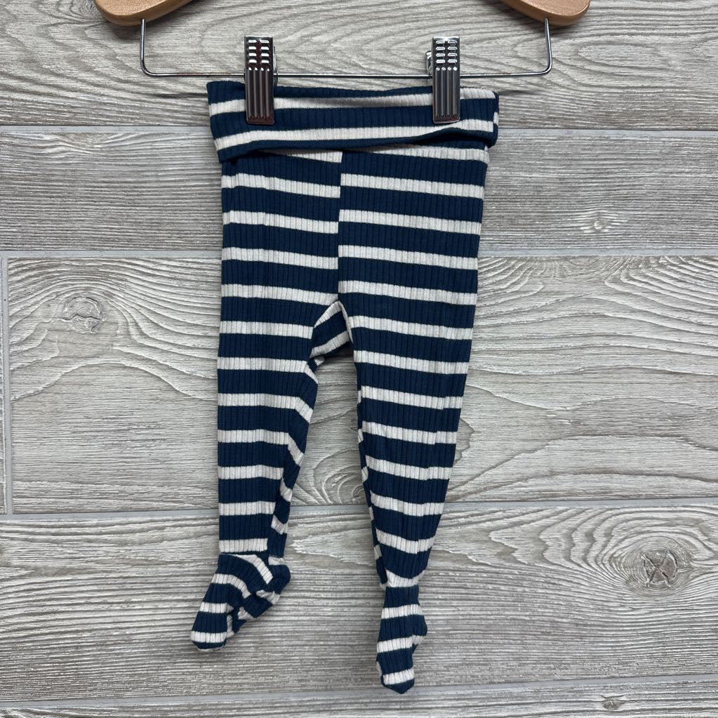 LS Bamboo Ribbed Henley Shirt, Footed Pants & Top Knot Hat Stripes NB