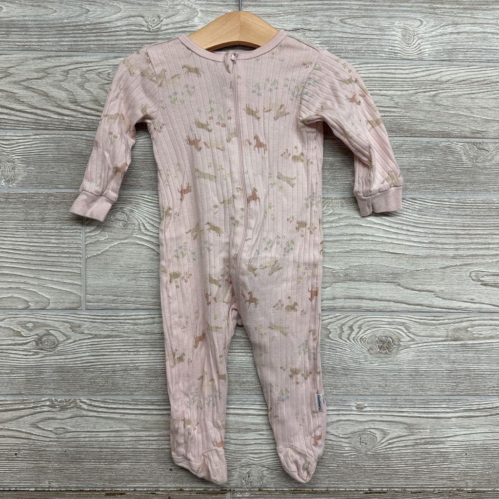 Ribbed Sleeper Horses Flowers 6-9M