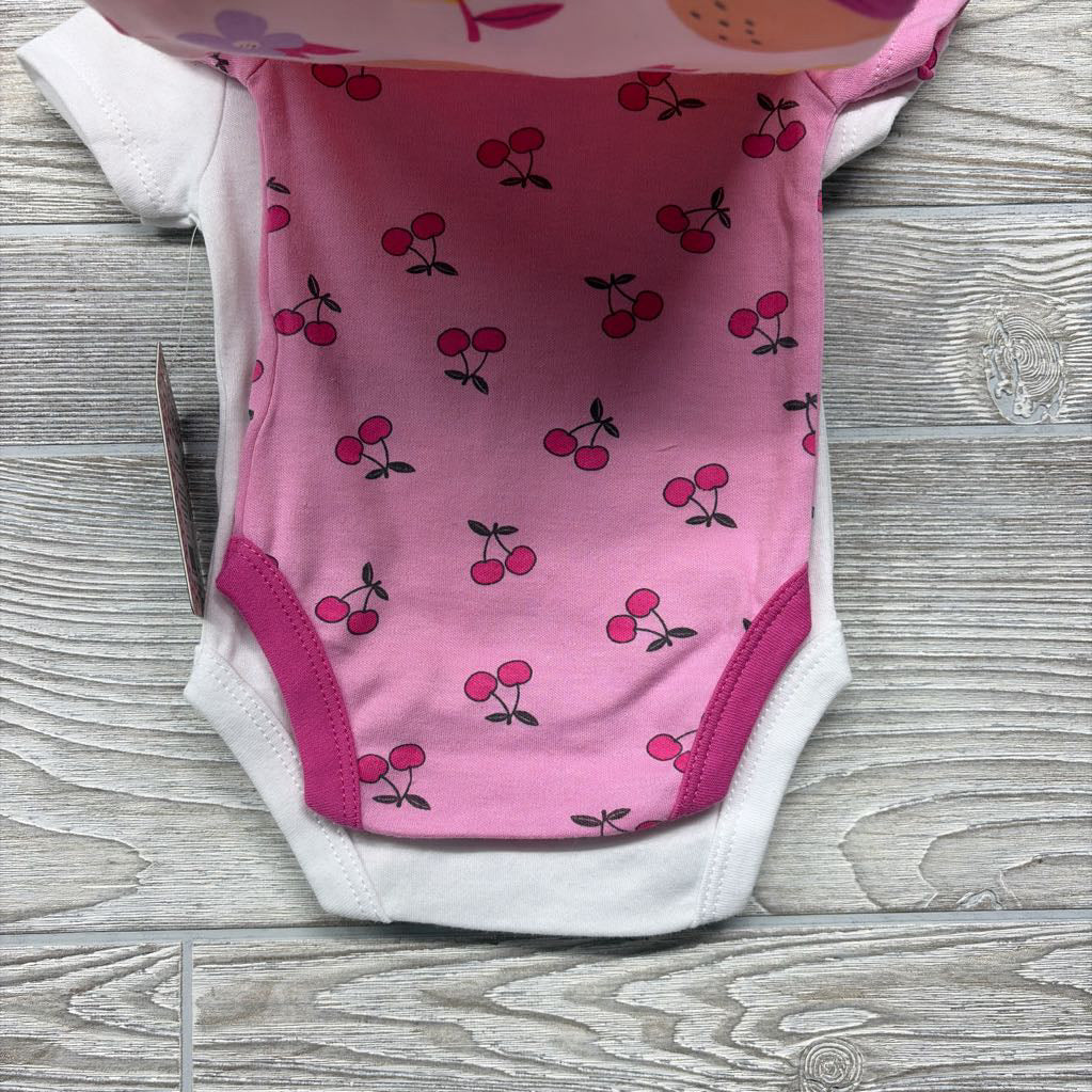 NEW 3 Pk Bodysuits OMG I Am So Cute, Cherries & Fruit 0-3M