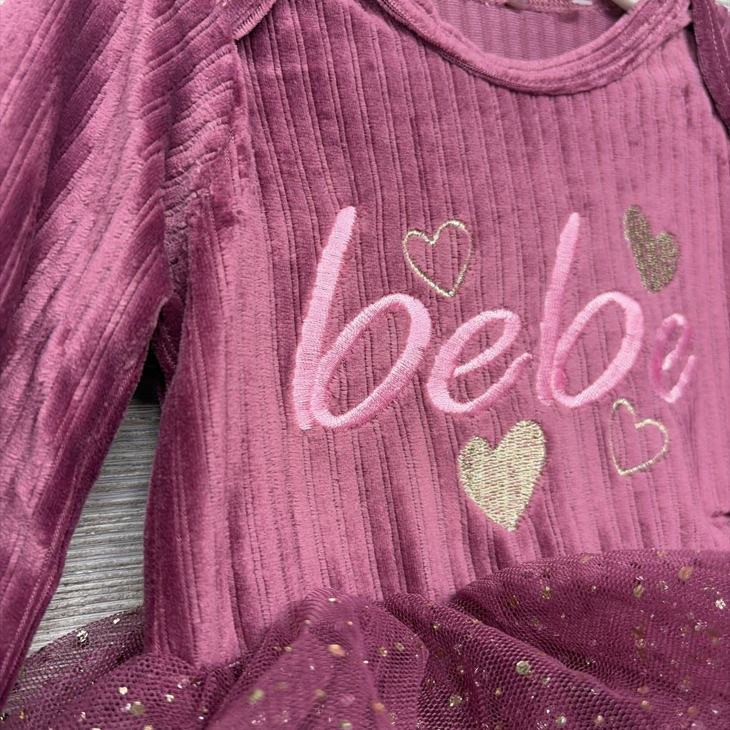 NEW LS Ribbed Velour Skirted Outfit Hearts 3-6M