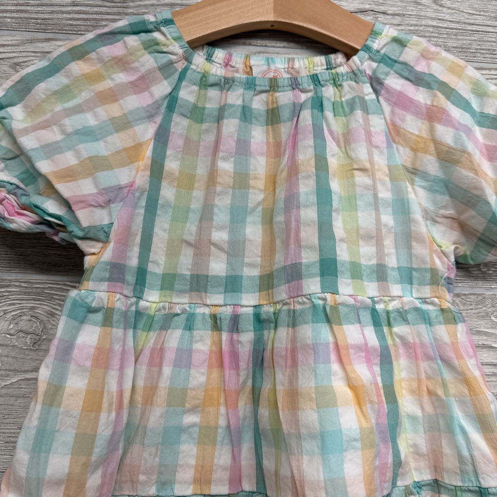 Puff Sleeve Tiered Dress Plaid 3T