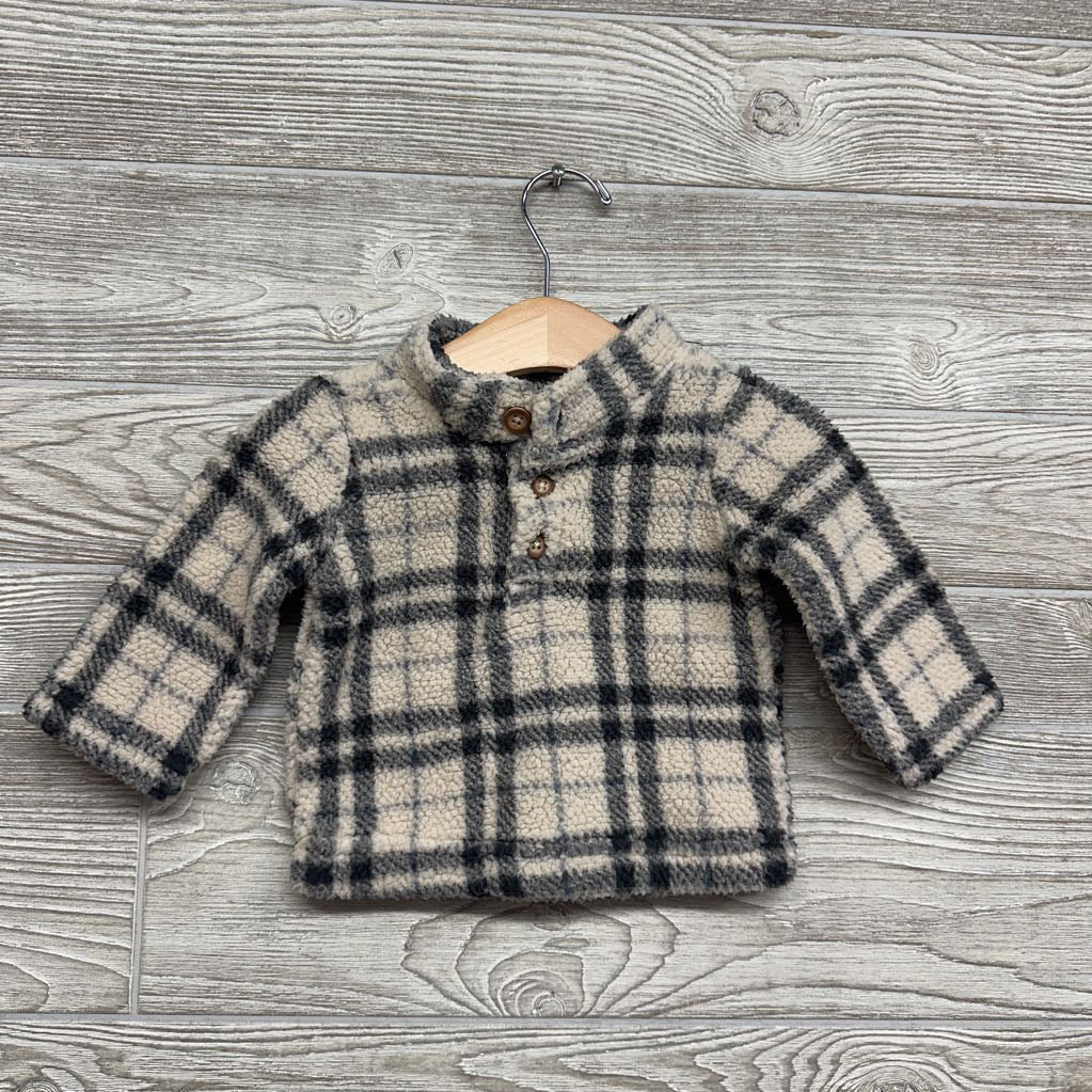Plaid Plush Henley Pullover 9M