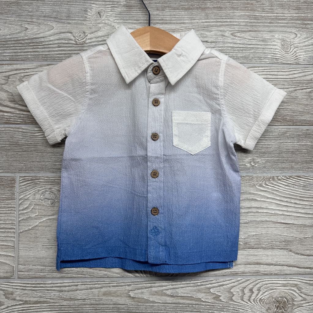 NEW Textured Button Up Shirt Chest Pocket 12-18M