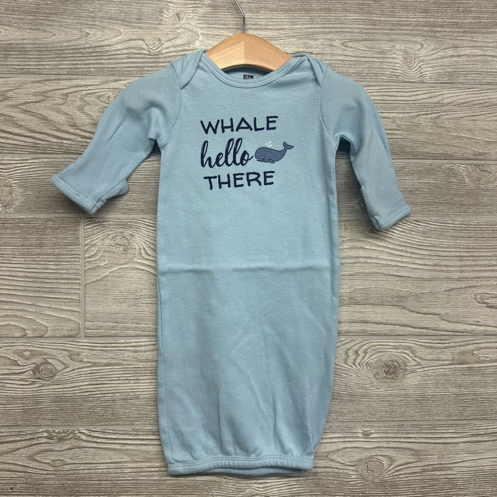 LS PJ Gown Whale Hello There 0-6M