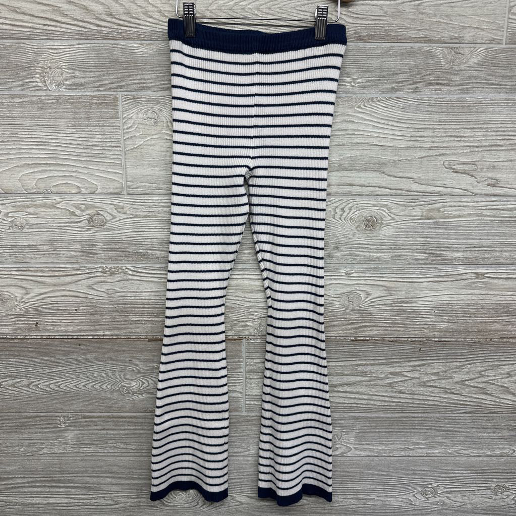 Ribbed Knit Flare Pants Stripes 7-8