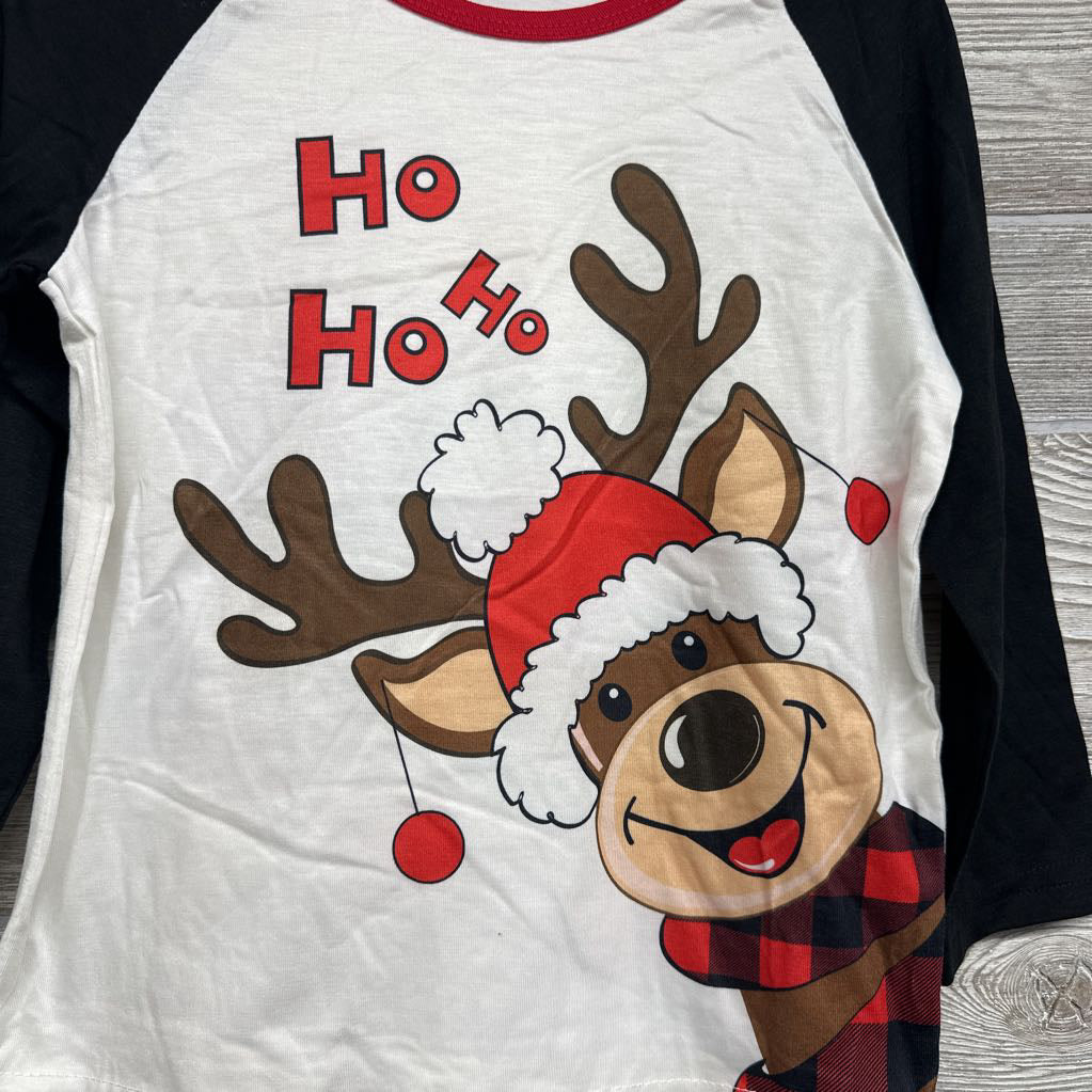 NEW 2 Pc LS PJs Ho Ho Ho Reindeer Buffalo Plaid 3-4