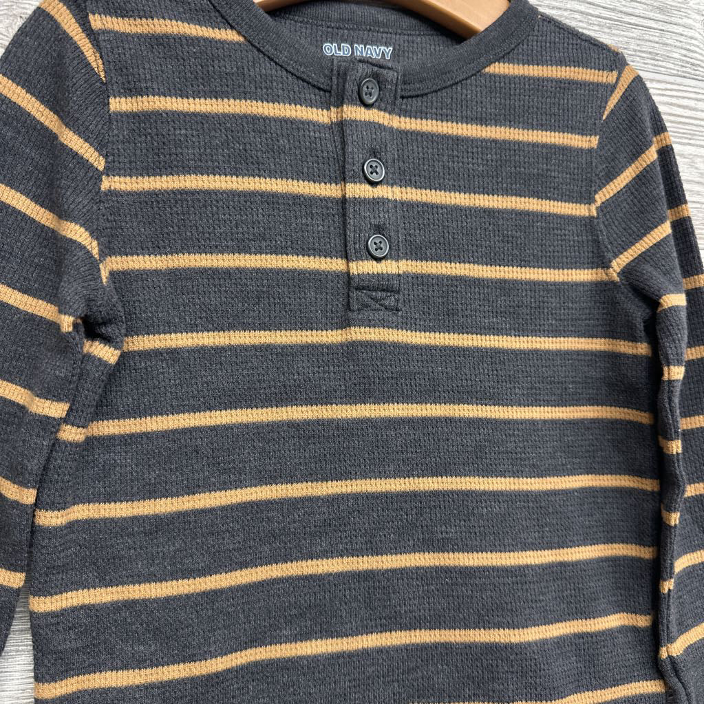 LS Waffle Knit Henley Shirt Stripes 4T