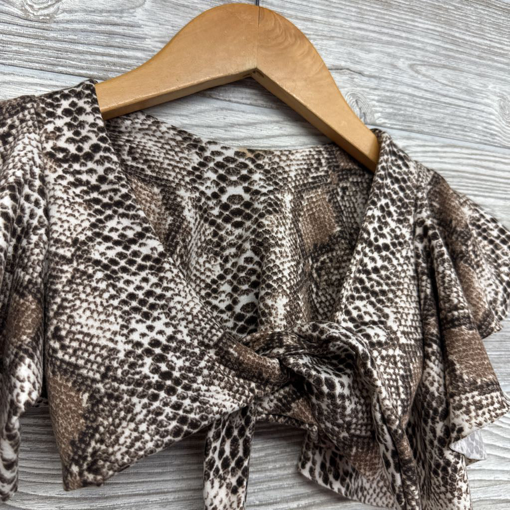 Front Tie Ruffle Wrap Animal Print 2t