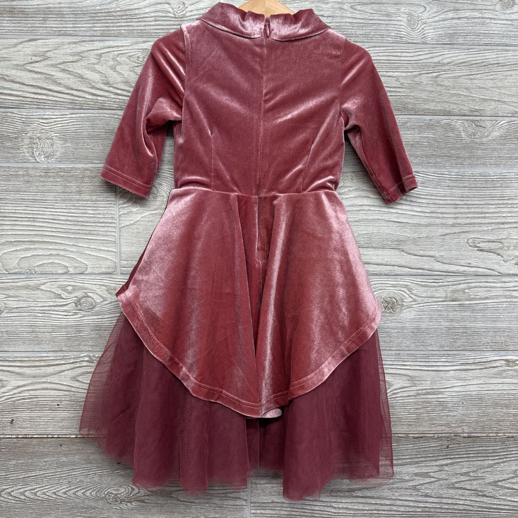 Velour Mock Neck Tulle Dress 4