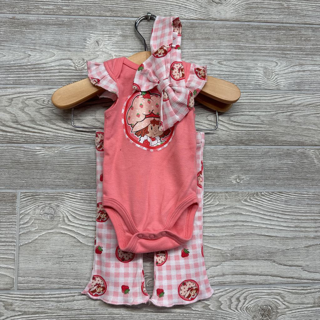 Flutter Sleeve Bodysuit, Pants Strawberries 3M