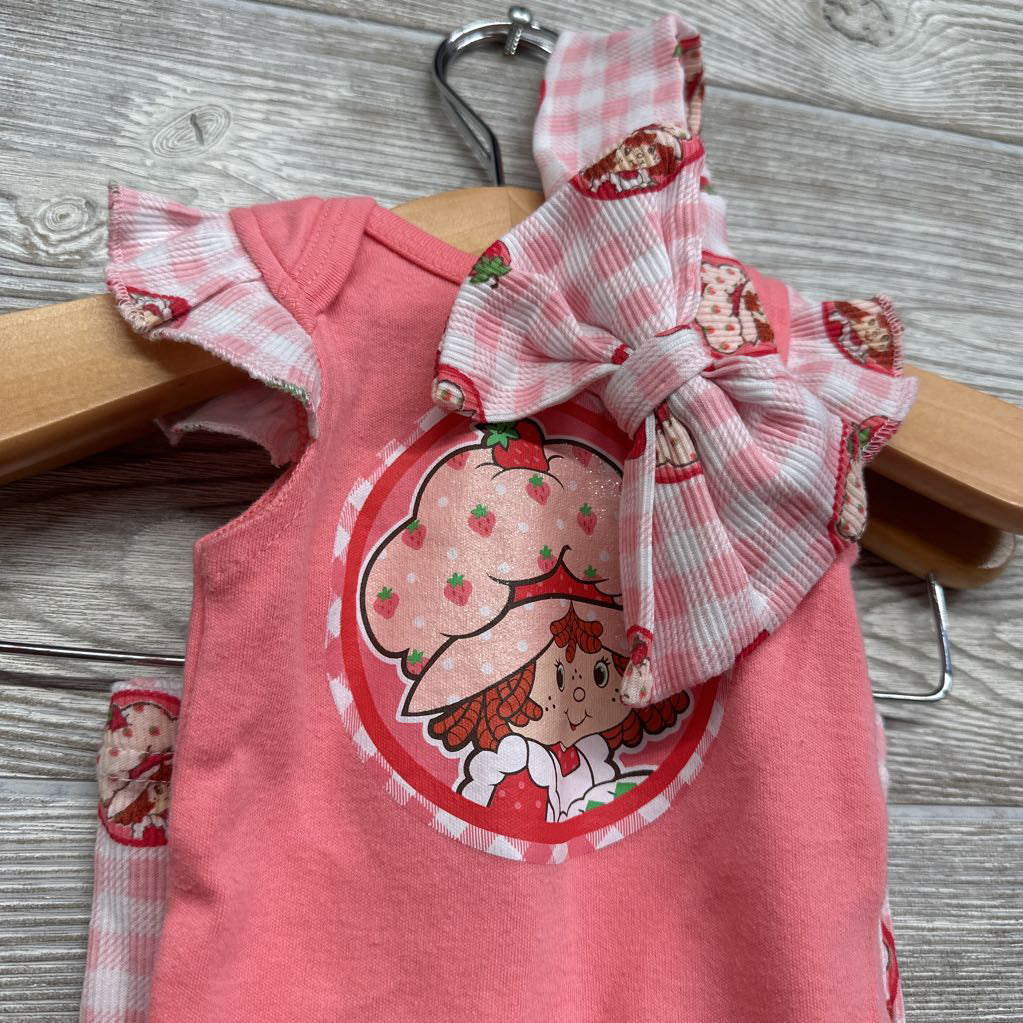 Flutter Sleeve Bodysuit, Pants Strawberries 3M