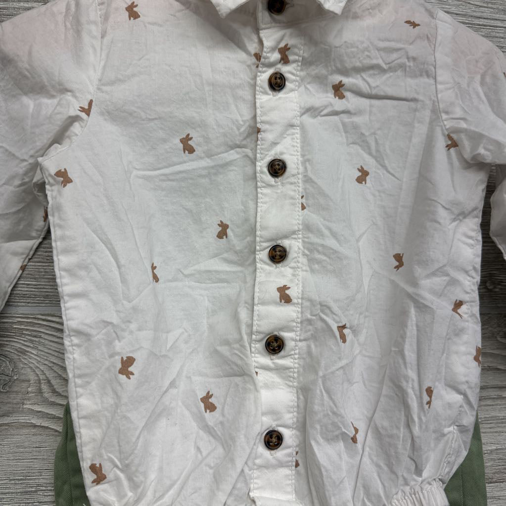 LS Button Up Bodysuit Bunnies & Pants 12M