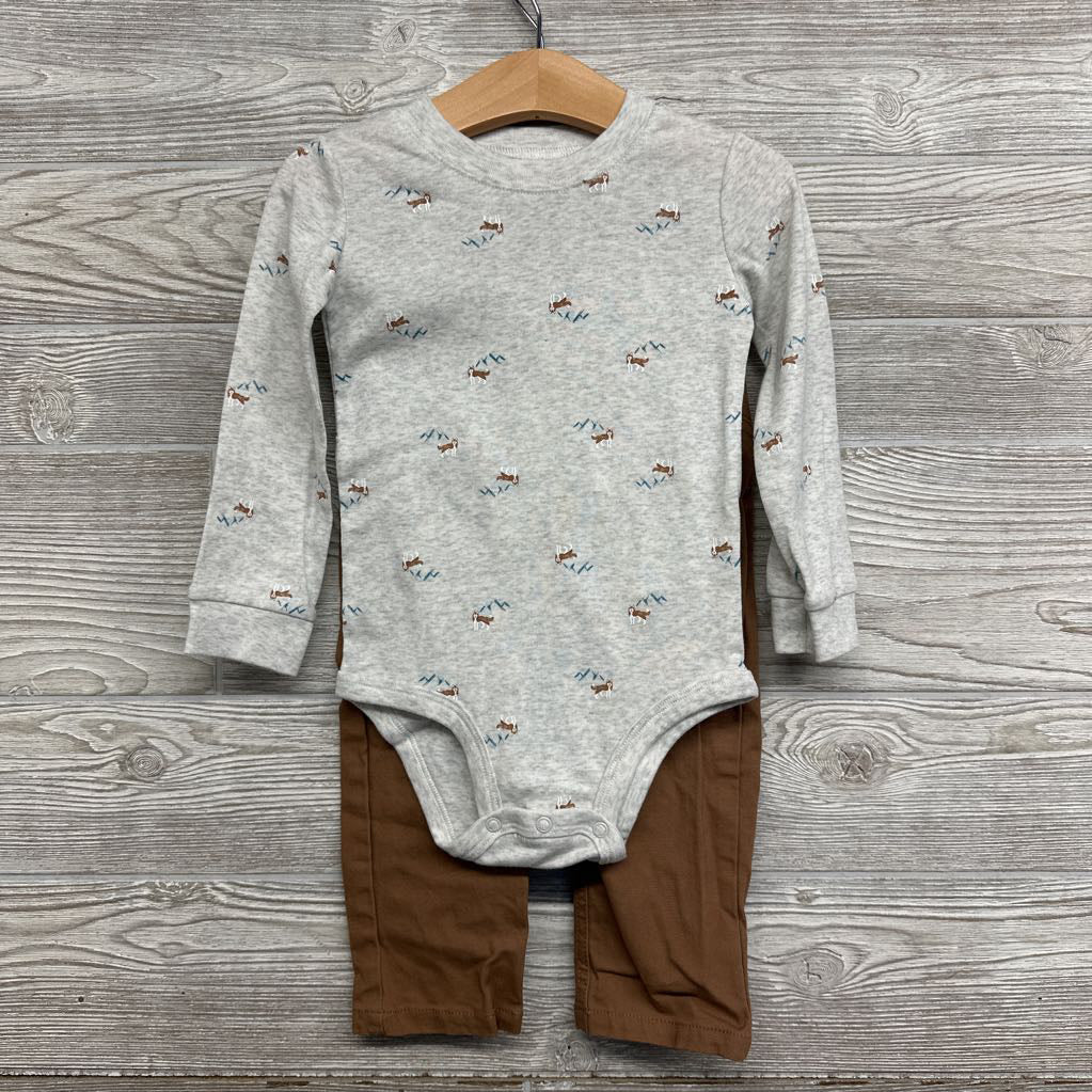 Quilted Vest, LS Bodysuit Dogs & Carpenter Pants 24M