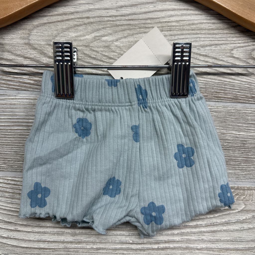 NEW Ribbed Flutter Sleeve Shirt & Short Flowers NB
