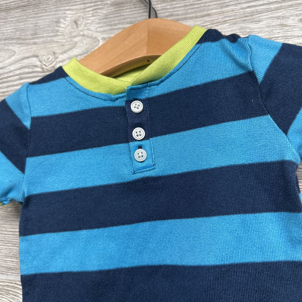 2 Pc Henley PJs Stripes 12M