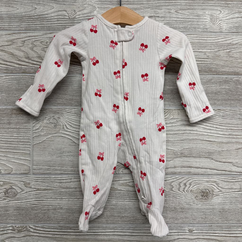 Ribbed Sleeper Cherry Bows 0-3M