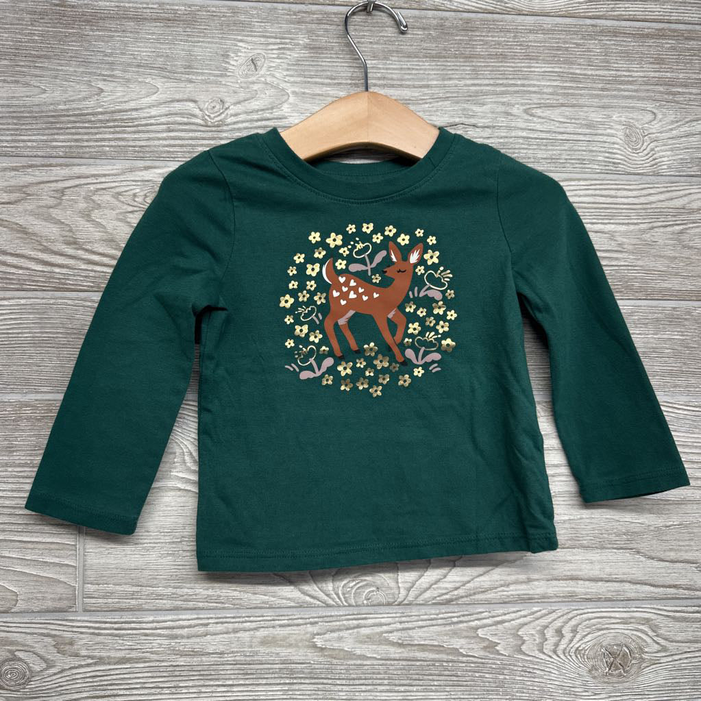 LS Shirt Deer Flowers 18M