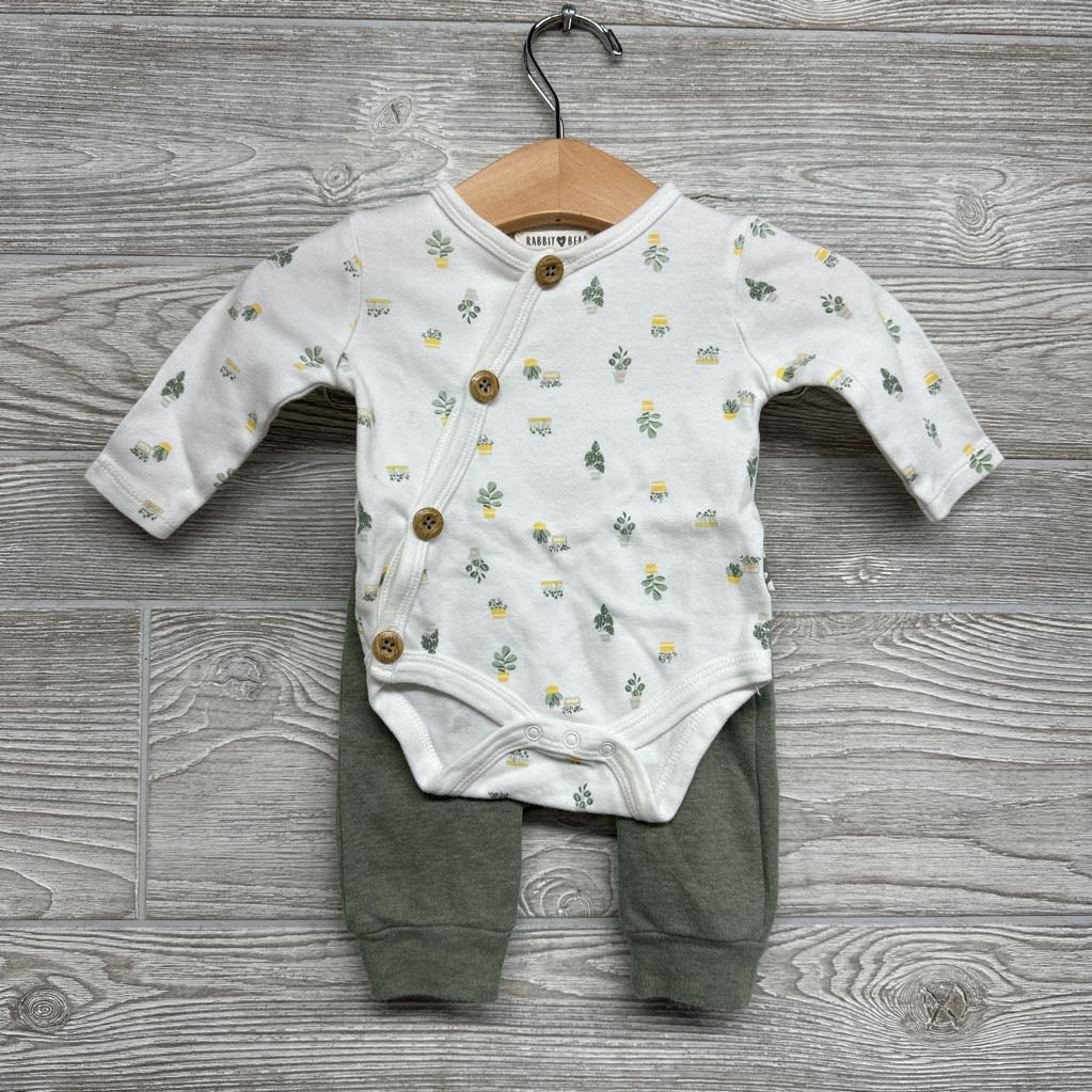 LS Side Button Bodysuit Cactus & Pants 0-3M