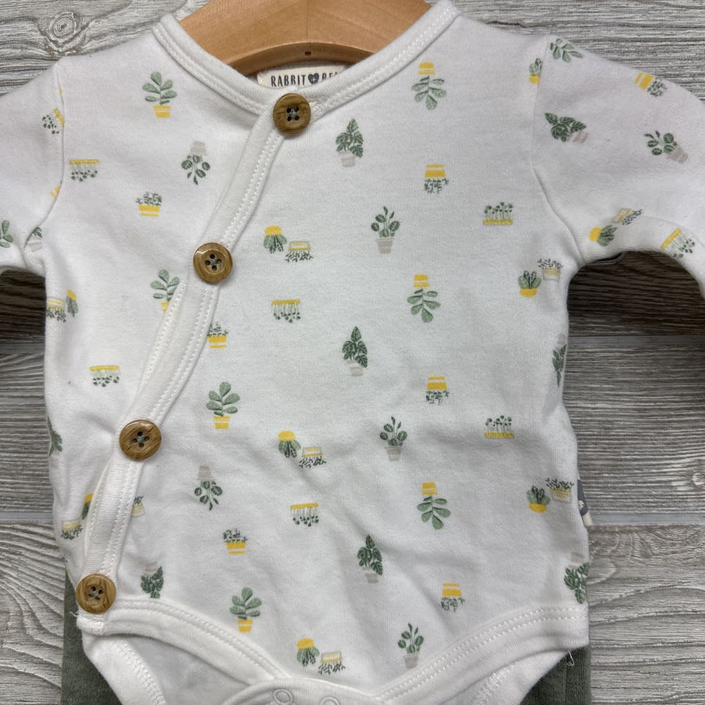 LS Side Button Bodysuit Cactus & Pants 0-3M